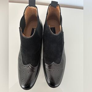 Gino Vitale Mens Black Wingtip Brogue  Chelsea Boots Size 11